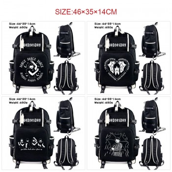 Wednesday Addams USB camouflage backpack school bag