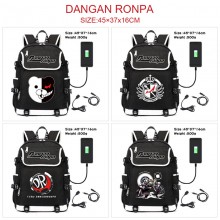 Dangan Ronpa anime USB charging laptop backpack school bag