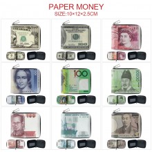 Country money bill cash zipper wallet purse