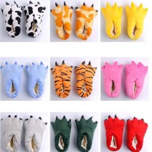 Dinosaur Tiger Bear cat cow claw plush slippers a pair