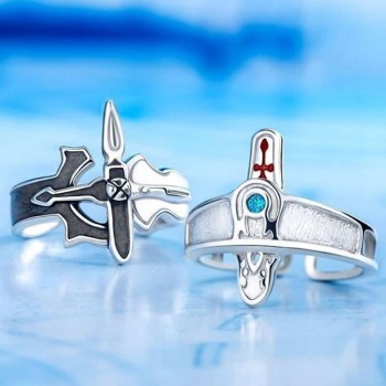 Sword Art Online Retro Kirito Asuna Cross Metal Ring Couple Rings