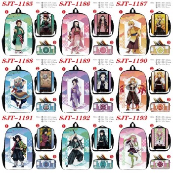 Demon Slayer anime nylon backpack bag shoulder pencil case set