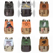 Naruto Fairy Tail Attack on Titan One Piece canvas backpack bag