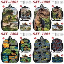 Dinosaur anime nylon backpack bag shoulder pencil case set