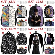 Wednesday Addams nylon backpack bag shoulder pencil case set