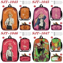 Chainsaw Man anime nylon backpack bag shoulder pencil case set