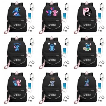 Stitch anime metal steel chain backpack bag