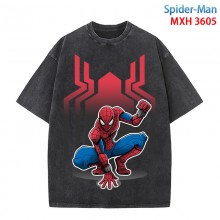 Spider Man short sleeve wash water worn-out cotton...