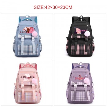 Black Pink star checkered backpack bags