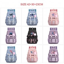 Stitch anime checkered backpack bags
