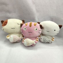 9inches Cats carrying fish game plush dolls set 23CM(3pcs a set)