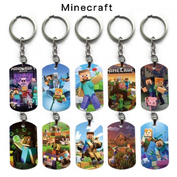 Minecraft game dog tag military army key chain