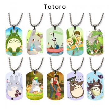 Totoro anime dog tag military army necklace