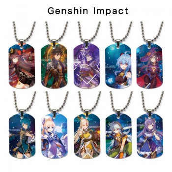 Genshin Impact game dog tag military army necklace