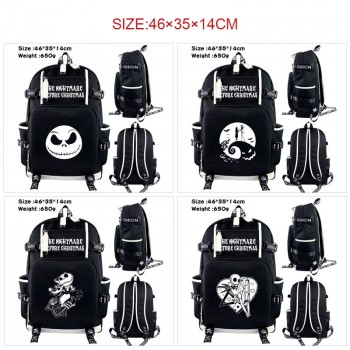 The Nightmare Before Christmas anime USB charging laptop backpack school bags