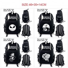 The Nightmare Before Christmas anime USB charging laptop backpack school bags