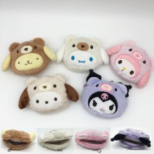 Melody kitty Cinnamoroll Kuromi plush coin purse wallets set(10pcs a set)13*10CM