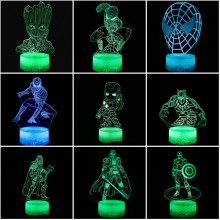 Spider Man Iron Man Acrylic Figure 3D Lamp USB Night Light