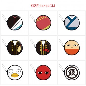 Gintama anime pu zipper round wallet coin purse