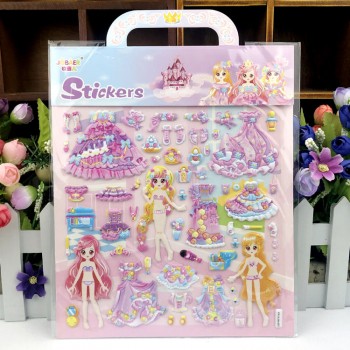 Princess Cartoon Cute Changing Clothes Girls DIY Dress Up 3D Stickers