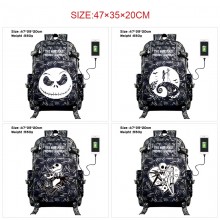 The Nightmare Before Christmas USB canvas camo backpack bag