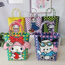 Hello kitty Kuromi anime woven handbag shoulder ba...