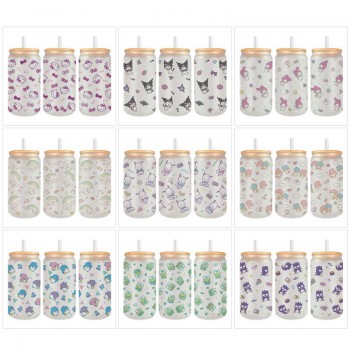 Sanrio Melody kitty Cinnamoroll Kuromi anime frosted glass cups 350ml/450ml