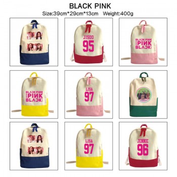 Black Pink star canvas backpack bags