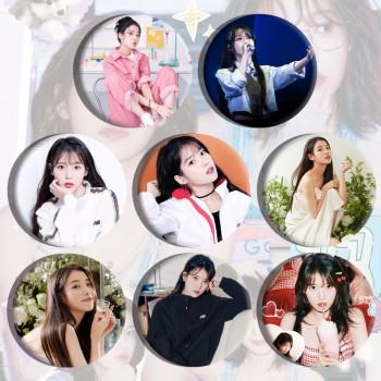58MM IU Lee Ji Eun star tinplate brooch pins set(8pcs a set)