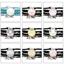 Sanrio Melody kitty Cinnamoroll Kuromi braided gemstone bracelet hand chain