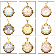 Sanrio Melody kitty Cinnamoroll Kuromi rotating necklace pocket watch