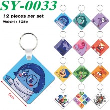 Inside Out anime two-sided Wooden MDF Key Chains(12pcs a set)