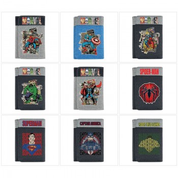 Super Hero Iron Spider Super Man Batman Three Fold Button Wallet Purse