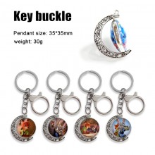 Zootopia anime Two-sided Rotatable Round Crystal Key Chain Ring