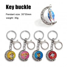 PAW Patrol anime Two-sided Rotatable Round Crystal Key Chain Ring