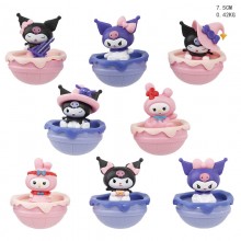 8pcs/set Sanrio Melody kitty Cinnamoroll Kuromi tumbler figures(OPP bag)