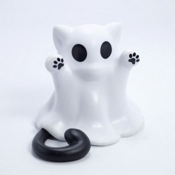 Halloween Natural White Marble Jade Ghost Cat Toy Figure(OPP bag)