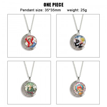 One Piece anime Two-sided Rotatable Round Crystal Necklace