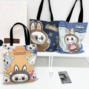 Labubu Monster Canvas Tote Bag Shopping Handbag