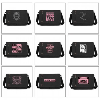 Black Pink star retro canvas messenger crossbody shoulder bags