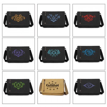 Genshin Impact game retro canvas messenger crossbody shoulder bags