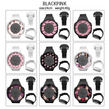 Black Pink star Multifunction Waterproof Electronic Digital Watch