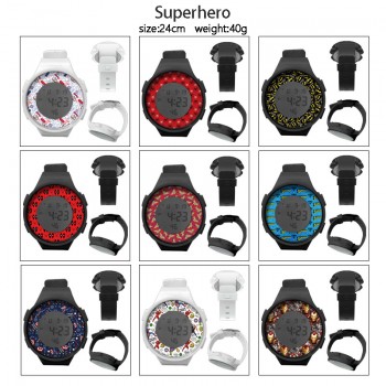 Super Hero Iron Spider-man Super Man Batman Multifunction Waterproof Electronic Digital Watch