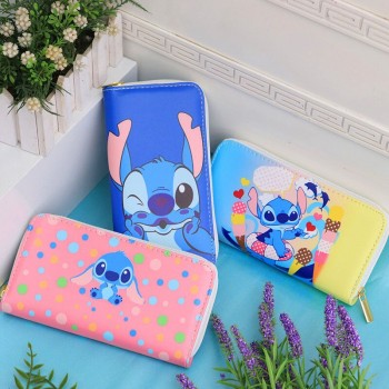 Stitch anime zipper long wallet purse