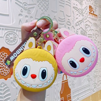 Labubu anime mini silicone wallet purse key chains