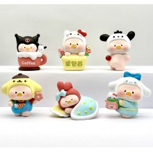 6pcs/set Sanrio Melody kitty Cinnamoroll Kuromi cos pig figures(OPP bag)