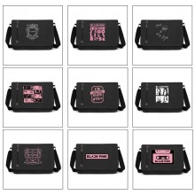 Black Pink star retro canvas messenger crossbody s...