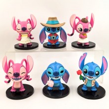 6pcs/set Stitch lovers anime figures(OPP bag)