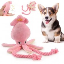 Octopus Shaped Pet Dogs Cats Plush Squeaky Toys with Rope