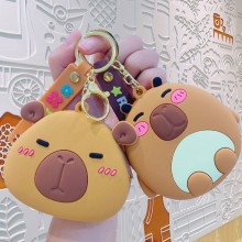 Capybara anime mini silicone wallet purse key chai...